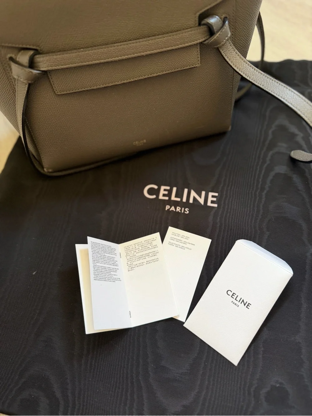 Celine grey Leather Micro Belt Satchel